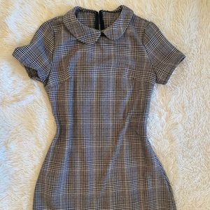 Collar short sleeve plaid dress